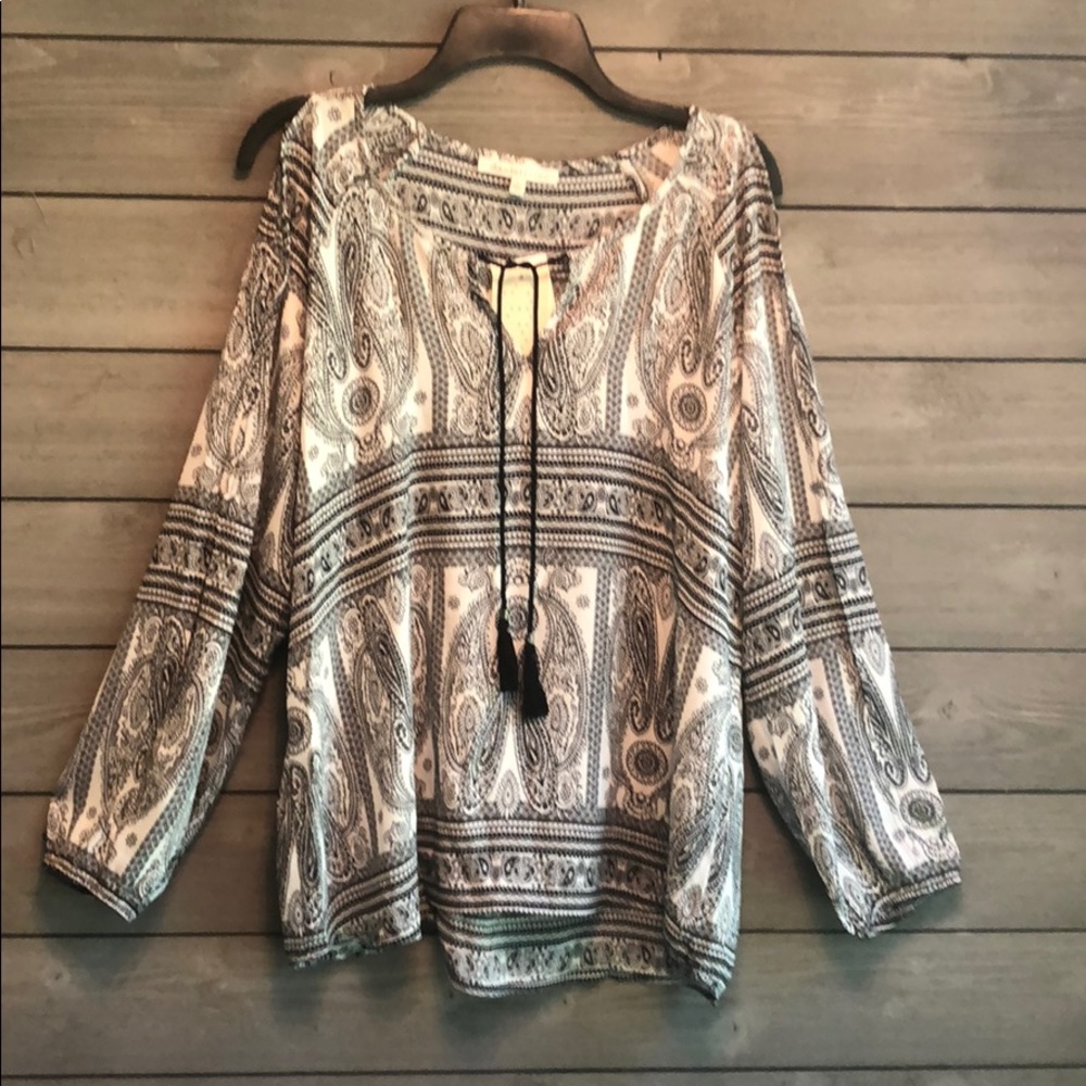 Black & White Peasant Top